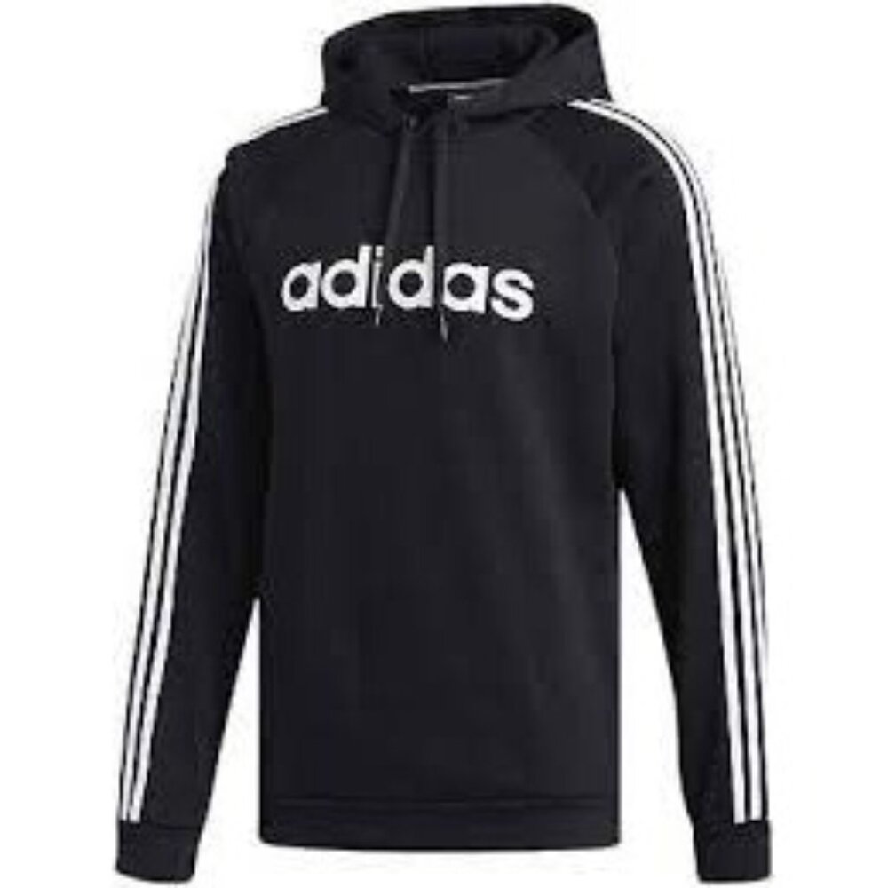 Adidas Black Hoodie with Classic Three Stipes Mens size Medium
